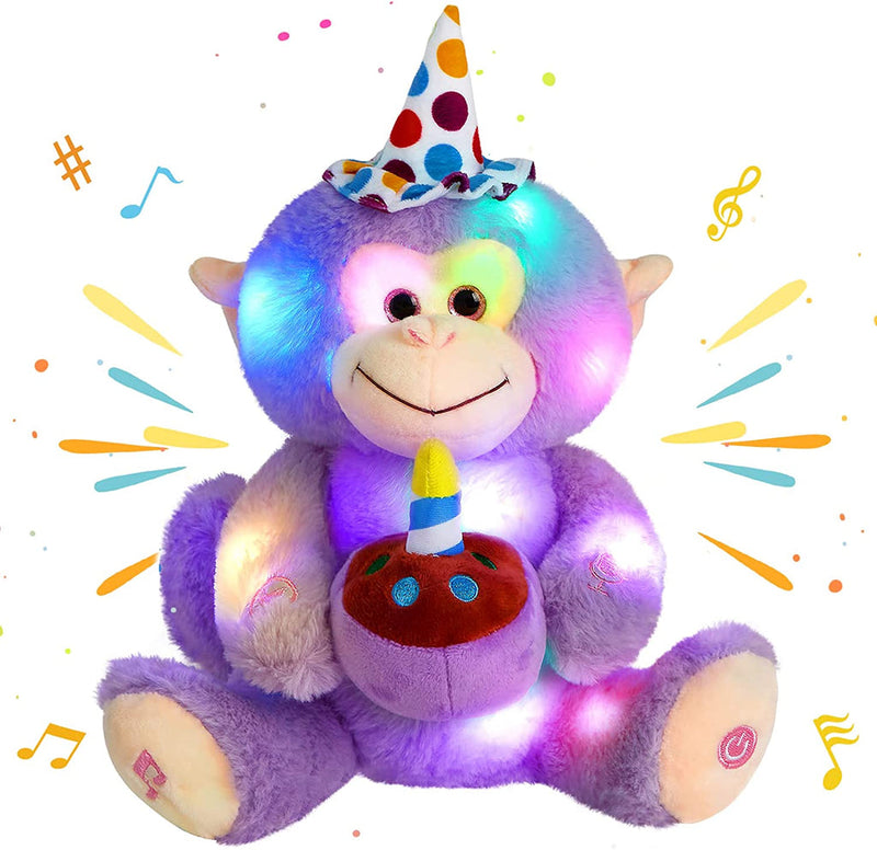 בובת קוף יום הולדת מנגנת עם תאורה